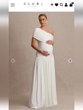 Club L London Noah Asymmetric-Neck Maternity Maxi Dress With DropWaist  12 NWT